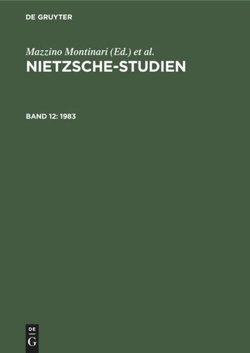 Nietzsche-Studien: Band 12 1983