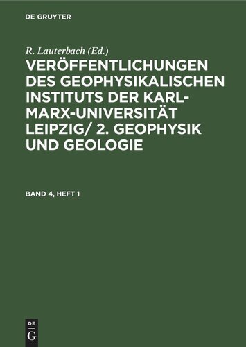 Geophysik und Geologie: Band 4, Heft 1