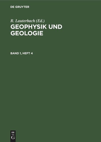 Geophysik und Geologie: Band 1, Heft 4