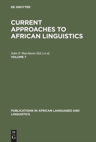 Current Approaches to African Linguistics: Vol 7