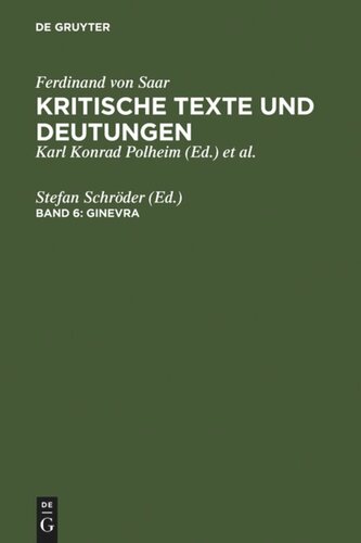 Kritische Texte und Deutungen: Band 6 Ginevra