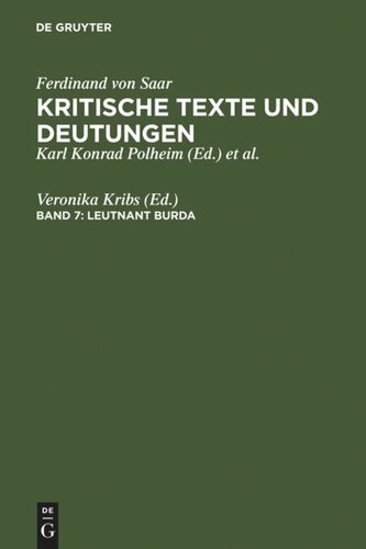 Kritische Texte und Deutungen: Band 7 Leutnant Burda