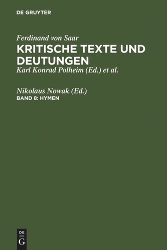 Kritische Texte und Deutungen: Band 8 Hymen