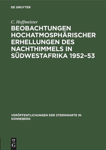 Beobachtungen hochatmosphärischer Erhellungen des Nachthimmels in Südwestafrika 1952–53