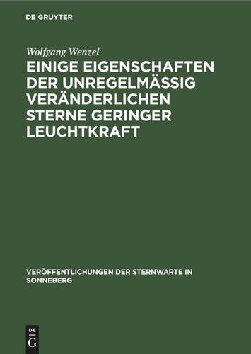 Einige Eigenschaften der unregelmäßig veränderlichen Sterne geringer Leuchtkraft