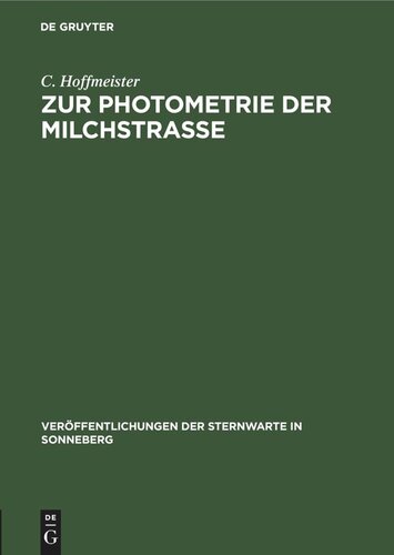 Zur Photometrie der Milchstraße