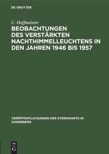 Beobachtungen des verstärkten Nachthimmelleuchtens in den Jahren 1946 bis 1957