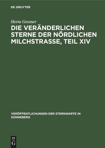 Die veränderlichen Sterne der nördlichen Milchstraße, Teil XIV