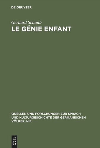 Le génie enfant: Die Kategorie des Kindlichen bei Clemens Brentano