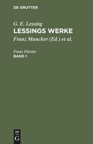 Lessings Werke: Band 1