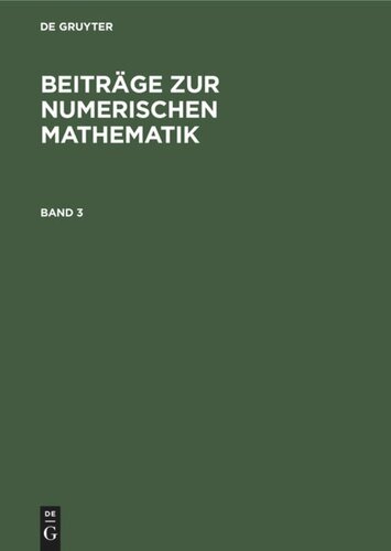 Beiträge zur Numerischen Mathematik: Band 3