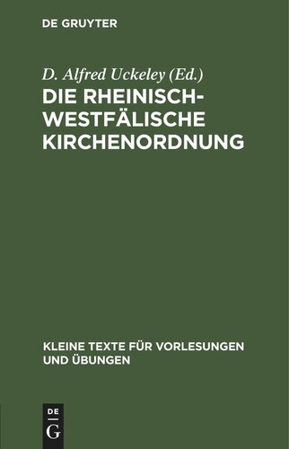 Die Rheinisch-Westfälische Kirchenordnung