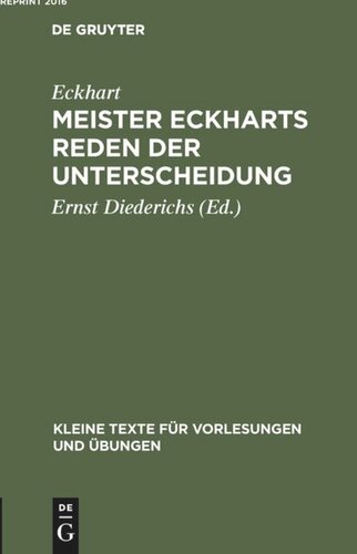 Meister Eckharts Reden der Unterscheidung
