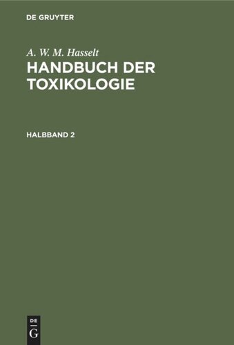 Handbuch der Toxikologie: Halbband 2