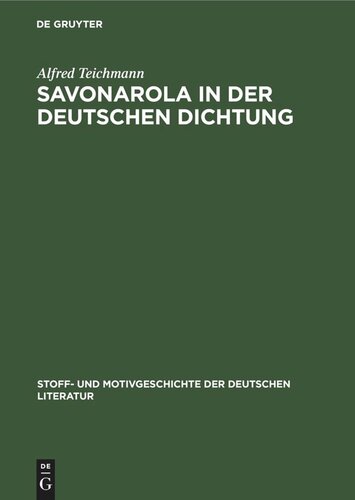 Savonarola in der Deutschen Dichtung