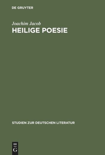 Heilige Poesie: Zu einem literarischen Modell bei Pyra, Klopstock und Wieland