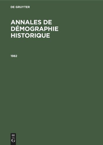 Annales de démographie historique: 1982