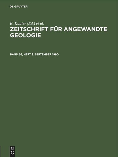 Zeitschrift für Angewandte Geologie: Band 36, Heft 9 September 1990