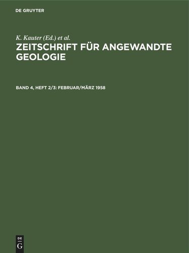 Zeitschrift für Angewandte Geologie: Band 4, Heft 2/3 Februar/März 1958