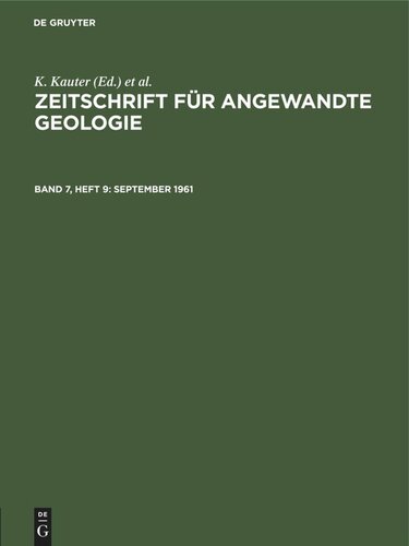 Zeitschrift für Angewandte Geologie: Band 7, Heft 9 September 1961