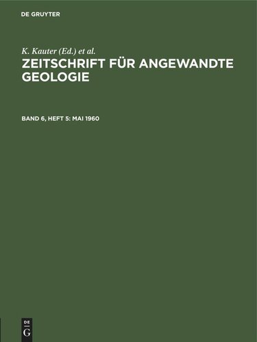 Zeitschrift für Angewandte Geologie: Band 6, Heft 5 Mai 1960