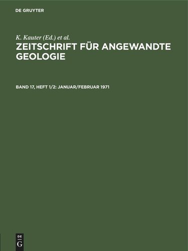 Zeitschrift für Angewandte Geologie: Band 17, Heft 1/2 Januar/Februar 1971