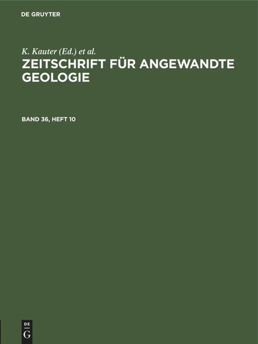Zeitschrift für Angewandte Geologie: Band 36, Heft 10