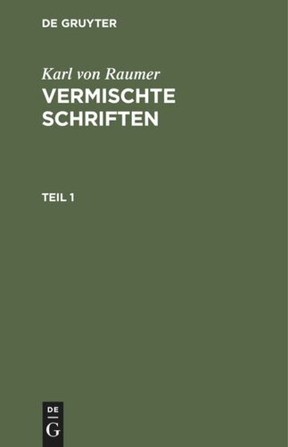 Vermischte Schriften: Teil 1