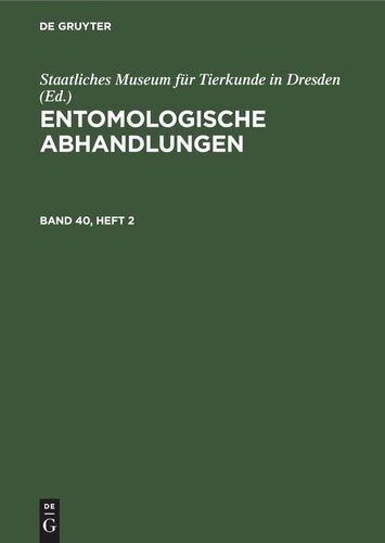 Entomologische Abhandlungen: Band 40, Heft 2