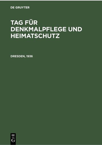 Tag für Denkmalpflege und Heimatschutz: Dresden, 1936