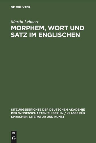 Morphem, Wort und Satz im Englischen