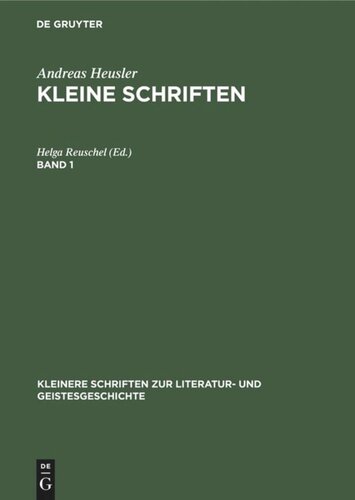 Kleine Schriften: Band 1