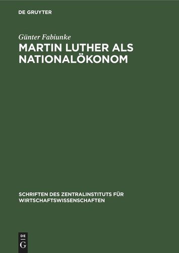 Martin Luther als Nationalökonom