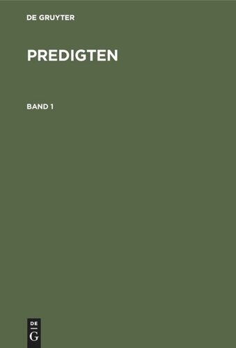 Predigten: Band 1