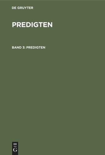 Predigten: Band 3