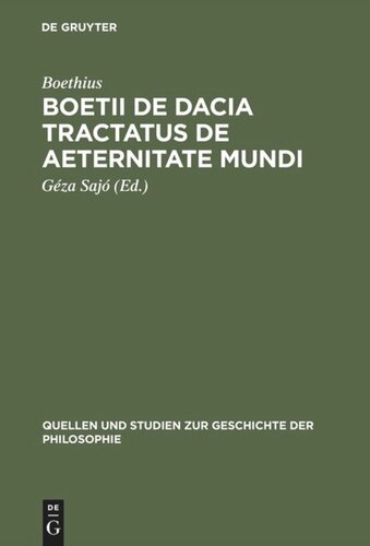 Boetii de Dacia tractatus De aeternitate mundi