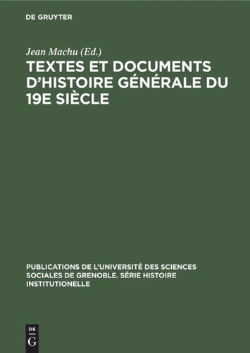 Textes et documents d’histoire générale du 19e siècle