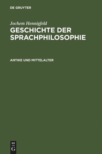 Geschichte der Sprachphilosophie: Antike und Mittelalter