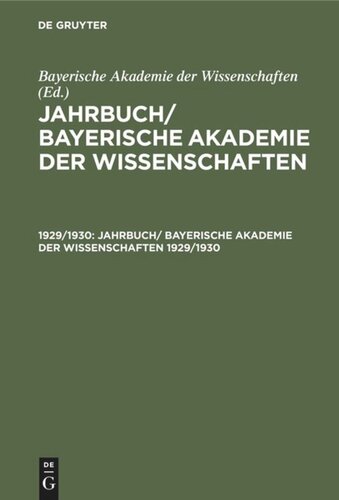 Jahrbuch/ Bayerische Akademie der Wissenschaften: 1929/1930