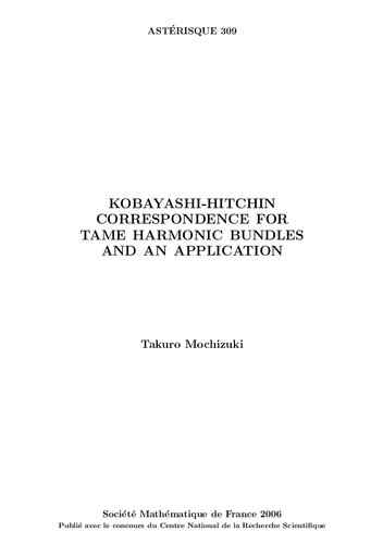 Kobayashi-Hitchin correspondence for tame harmonic bundles and an application