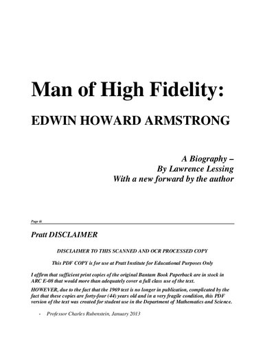 Man of High Fidelity: Edwin Howard Armstrong