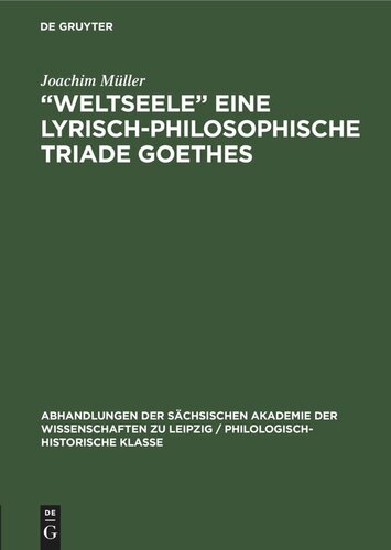 „Weltseele“ eine lyrisch-philosophische Triade Goethes