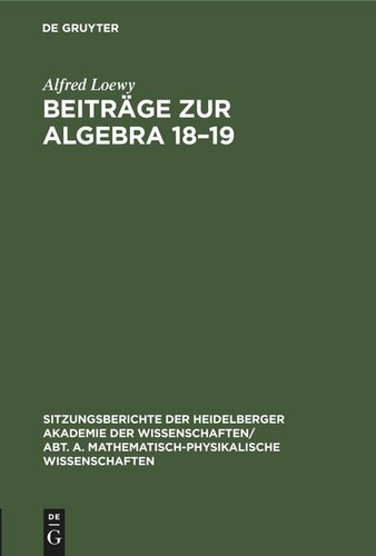 Beiträge zur Algebra 18–19