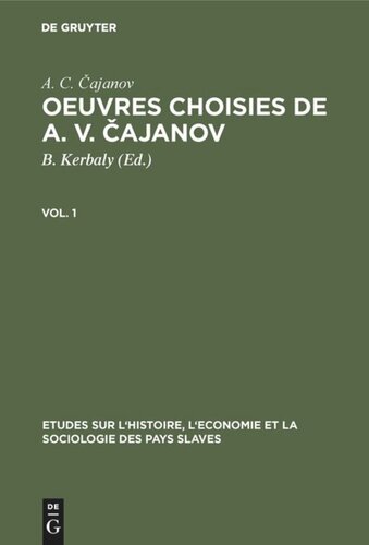Oeuvres choisies de A. V. Čajanov