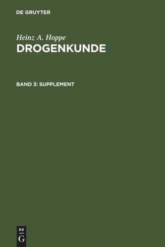 Drogenkunde: Band 3 Supplement