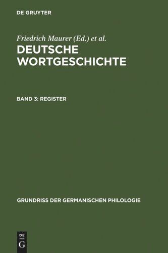 Deutsche Wortgeschichte: Band 3 Register