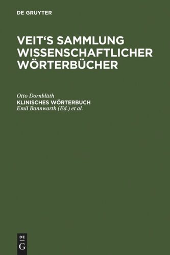 Klinisches Wörterbuch: Die Kunstausdrücke der Medizin