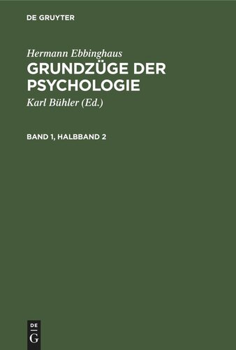 Grundzüge der Psychologie: Band 1, Halbband 2