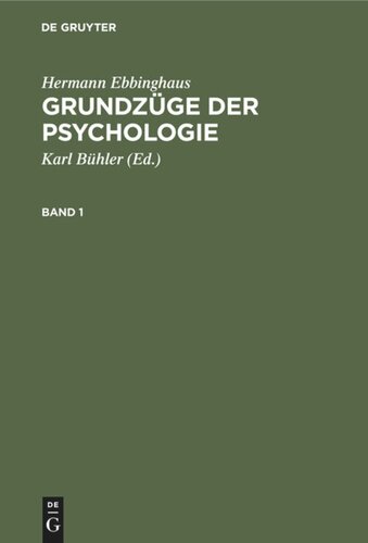 Grundzüge der Psychologie: Band 1
