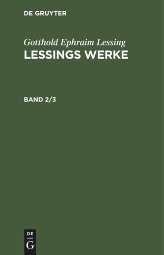 Lessings Werke: Band 2/3
